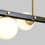 Planeta Linear Pendant Light in Brass and Glass for Kitchen Island and Dining Room