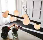 Planeta Linear Pendant Light in Brass and Glass for Kitchen Island and Dining Room