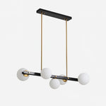 Planeta Linear Pendant Light in Brass and Glass for Kitchen Island and Dining Room