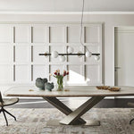 Planeta Linear Pendant Light in Brass and Glass for Kitchen Island and Dining Room