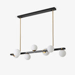 Planeta Linear Pendant Light in Brass and Glass for Kitchen Island and Dining Room
