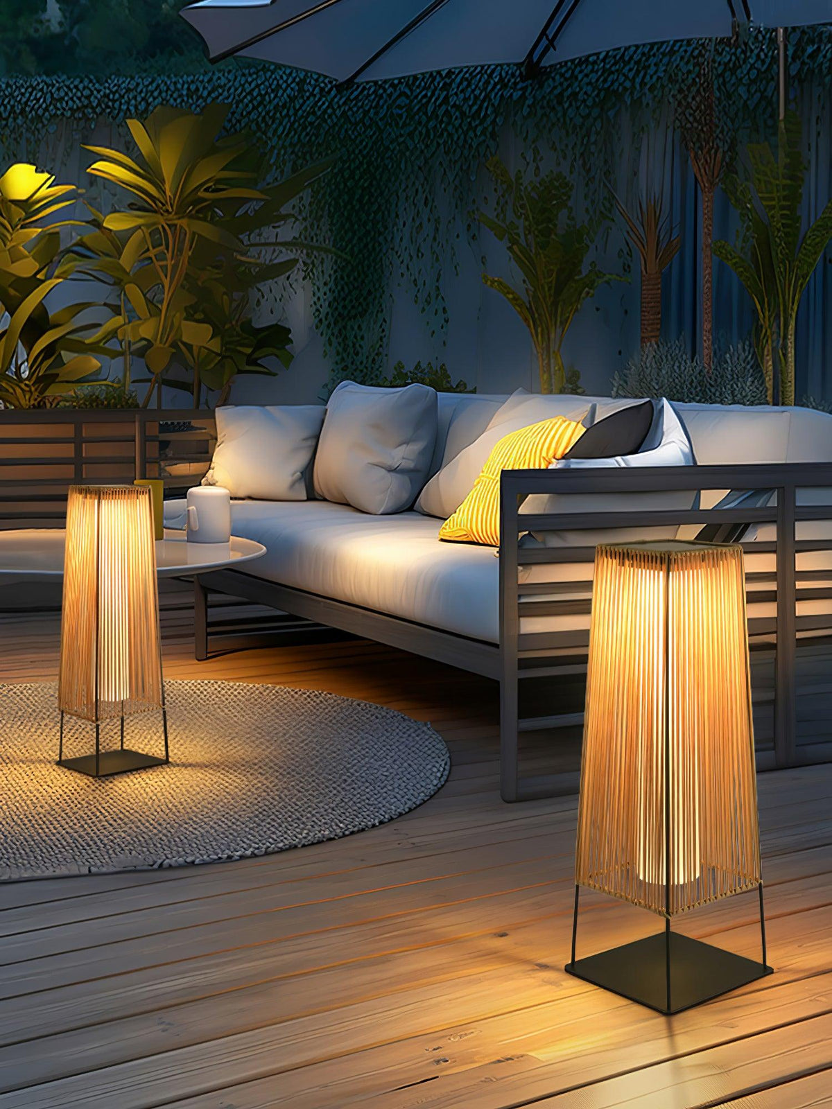Plastic Rattaplastic Rattan Outdoor Post Light With Solar Panel