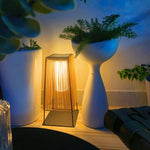 Plastic Rattaplastic Rattan Outdoor Post Light With Solar Panel