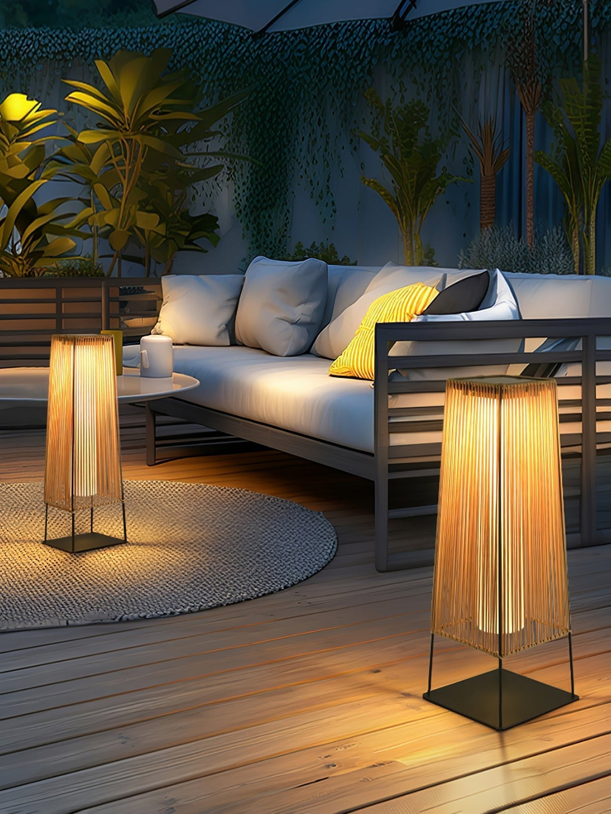 Plastic Rattaplastic Rattan Outdoor Post Light With Solar Panel