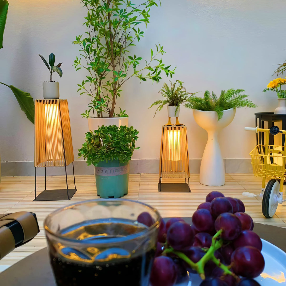 Plastic Rattaplastic Rattan Outdoor Post Light With Solar Panel