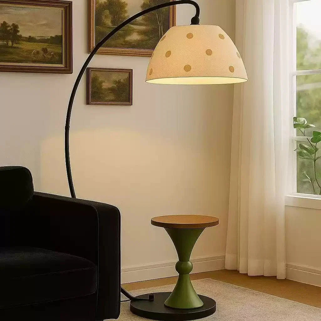 Arc Floor Lamp with Side Table – Modern Sculptural Lighting