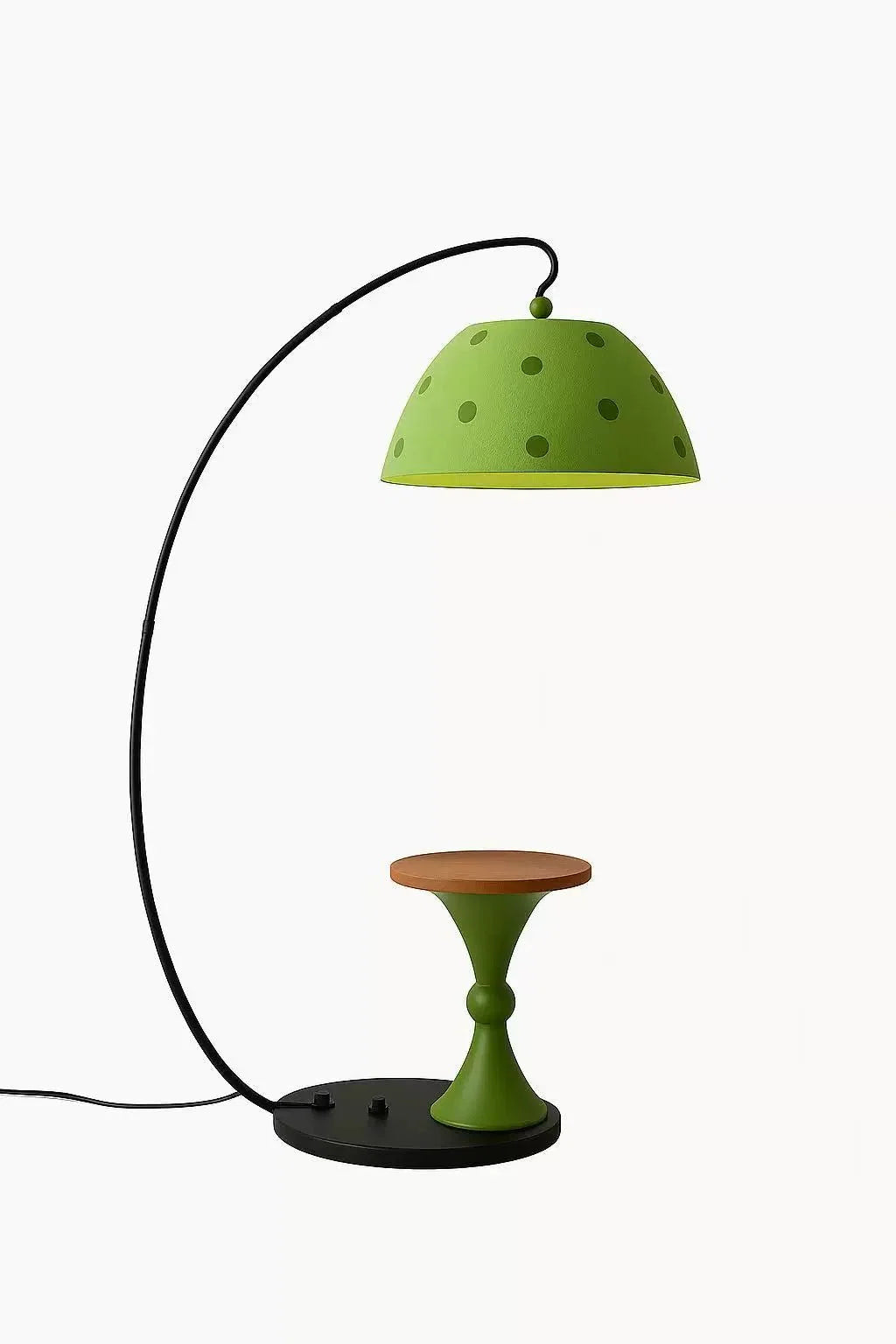 Arc Floor Lamp with Side Table – Modern Sculptural Lighting