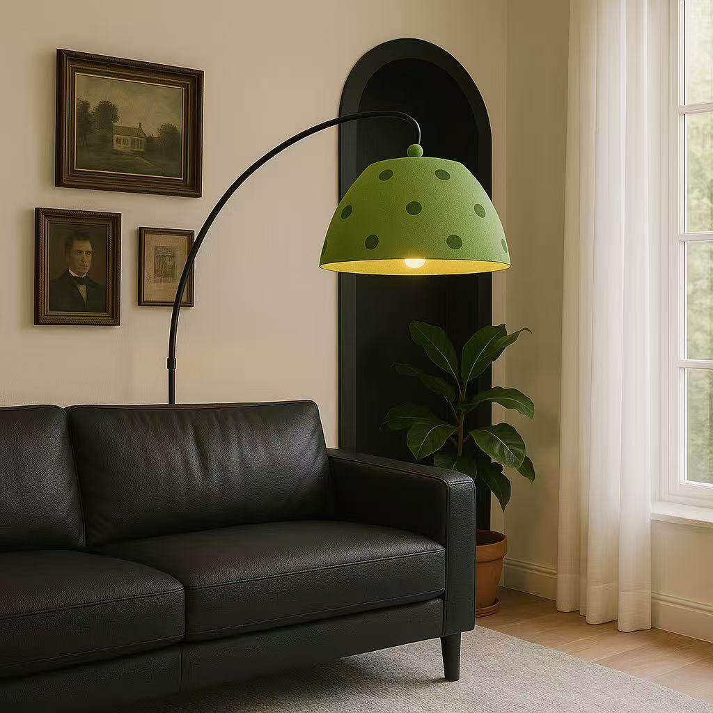 Arc Floor Lamp with Side Table – Modern Sculptural Lighting