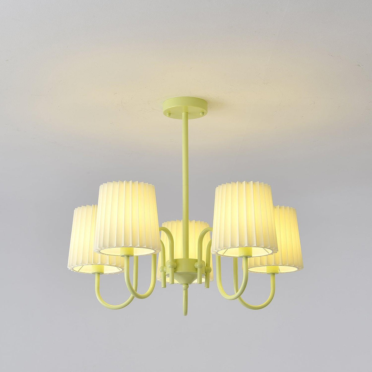 pleated-fabric-matcha-chandelier