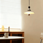 Pleated Petal Pendant Light – Modern Ceramic Hanging Lamp for Dining and Bedroom