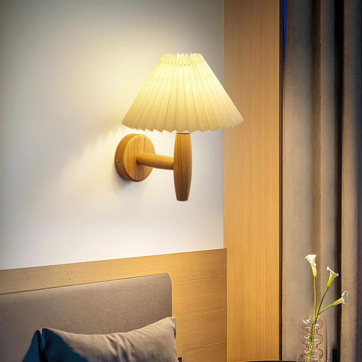 Pleated Wood Wall Light