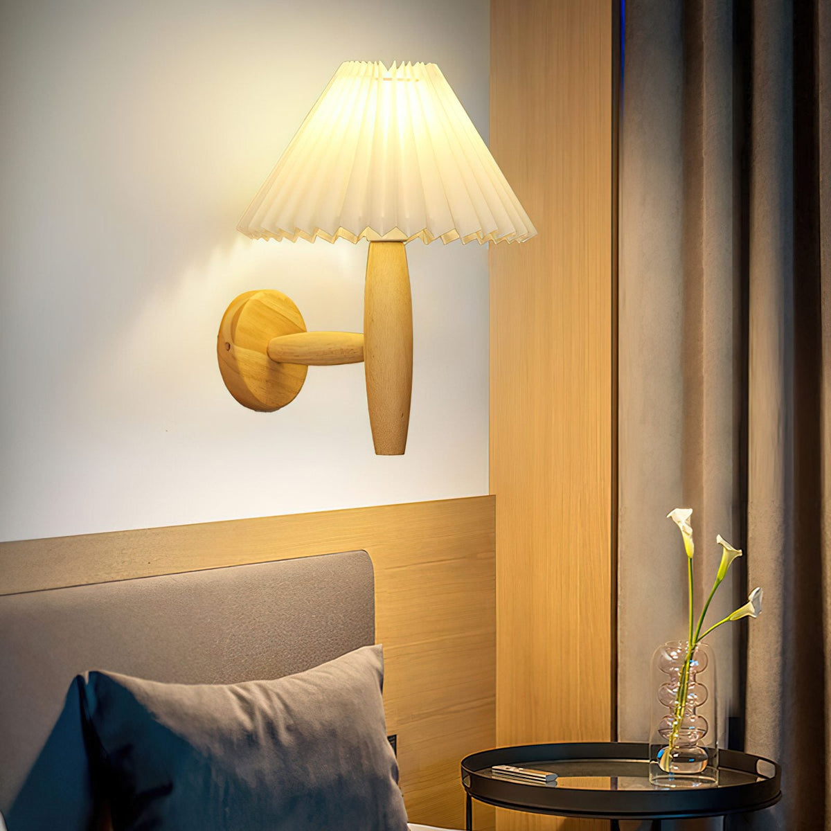 Pleated Wood Wall Light
