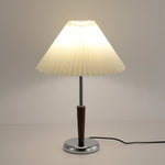 Lynnea Pleated Table Lamp in Chrome & Walnut – Modern Designer Bedside Lighting