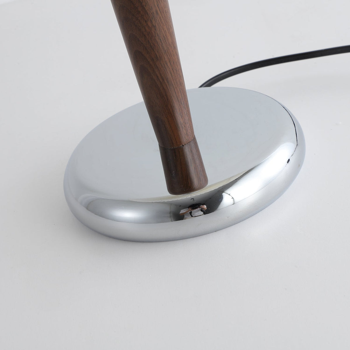 Lynnea Pleated Table Lamp in Chrome & Walnut – Modern Designer Bedside Lighting