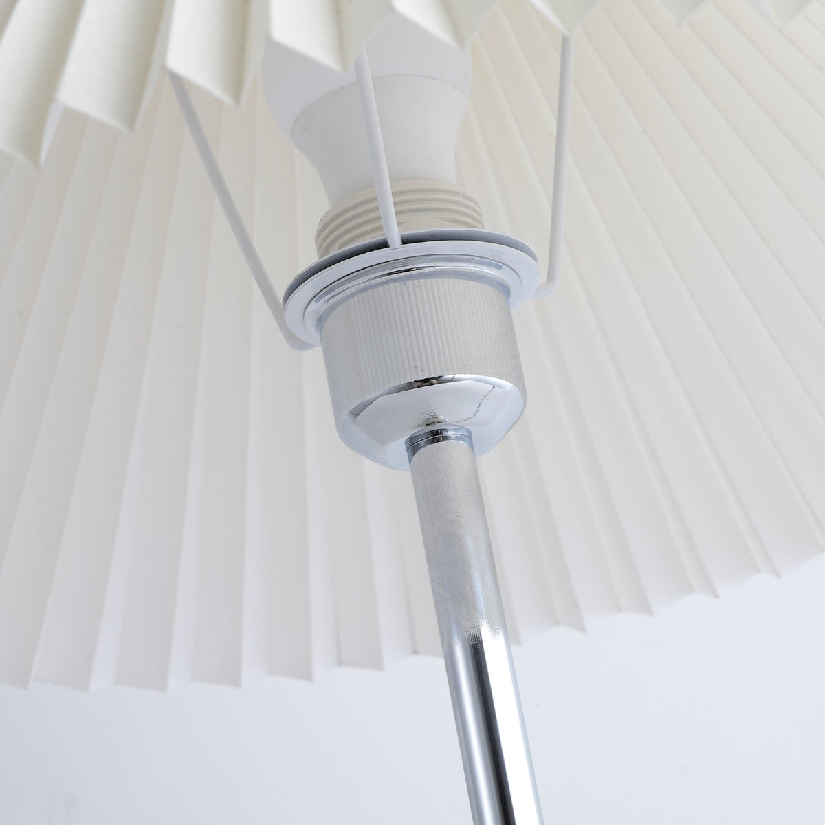 Lynnea Pleated Table Lamp in Chrome & Walnut – Modern Designer Bedside Lighting