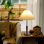 Lynnea Pleated Table Lamp in Chrome & Walnut – Modern Designer Bedside Lighting