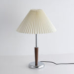 Lynnea Pleated Table Lamp in Chrome & Walnut – Modern Designer Bedside Lighting