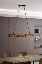 Pleva Linear Wood LED Chandelier, Modern Farmhouse Kitchen Island Light