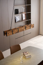 Pleva Linear Wood LED Chandelier, Modern Farmhouse Kitchen Island Light