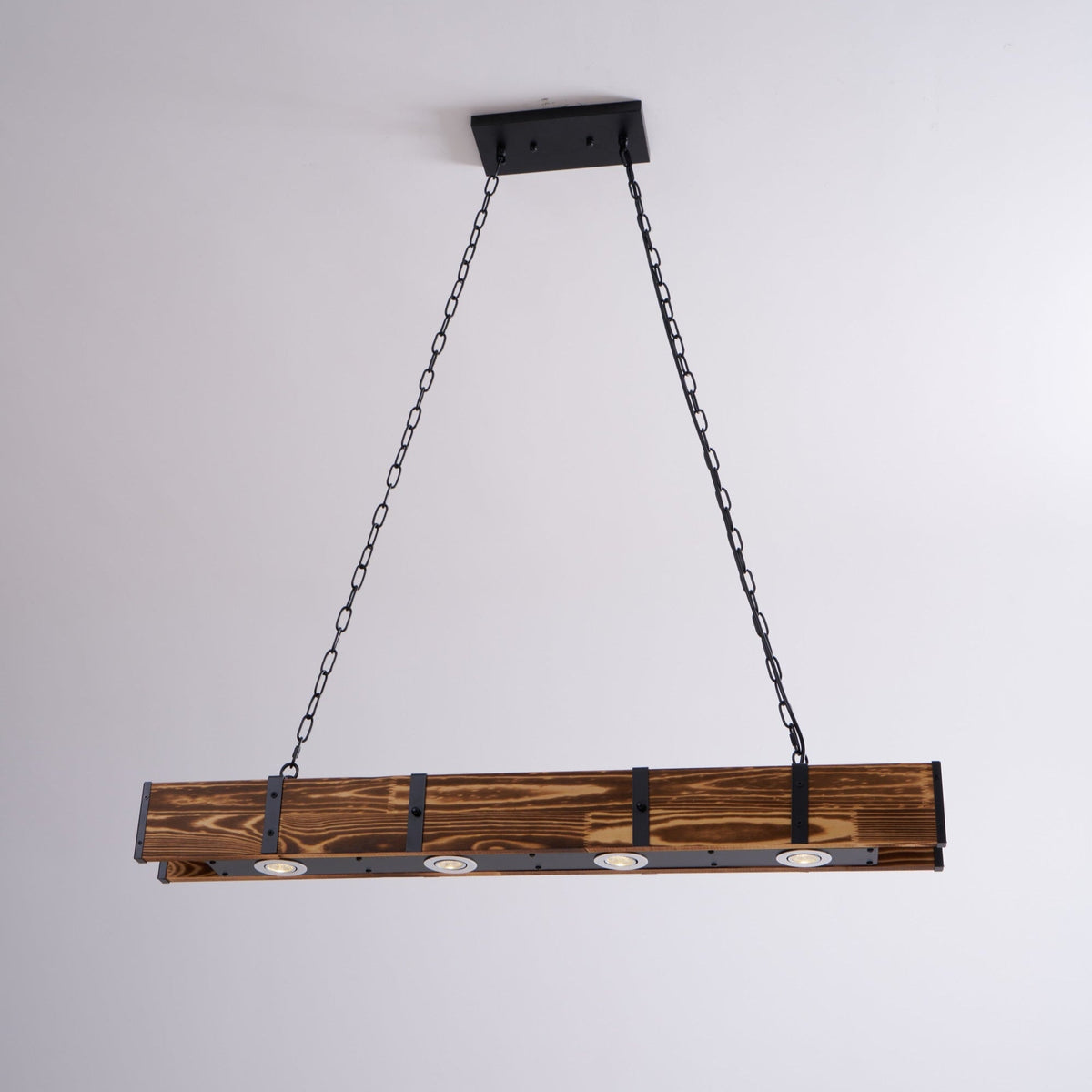 Pleva Linear Wood LED Chandelier, Modern Farmhouse Kitchen Island Light