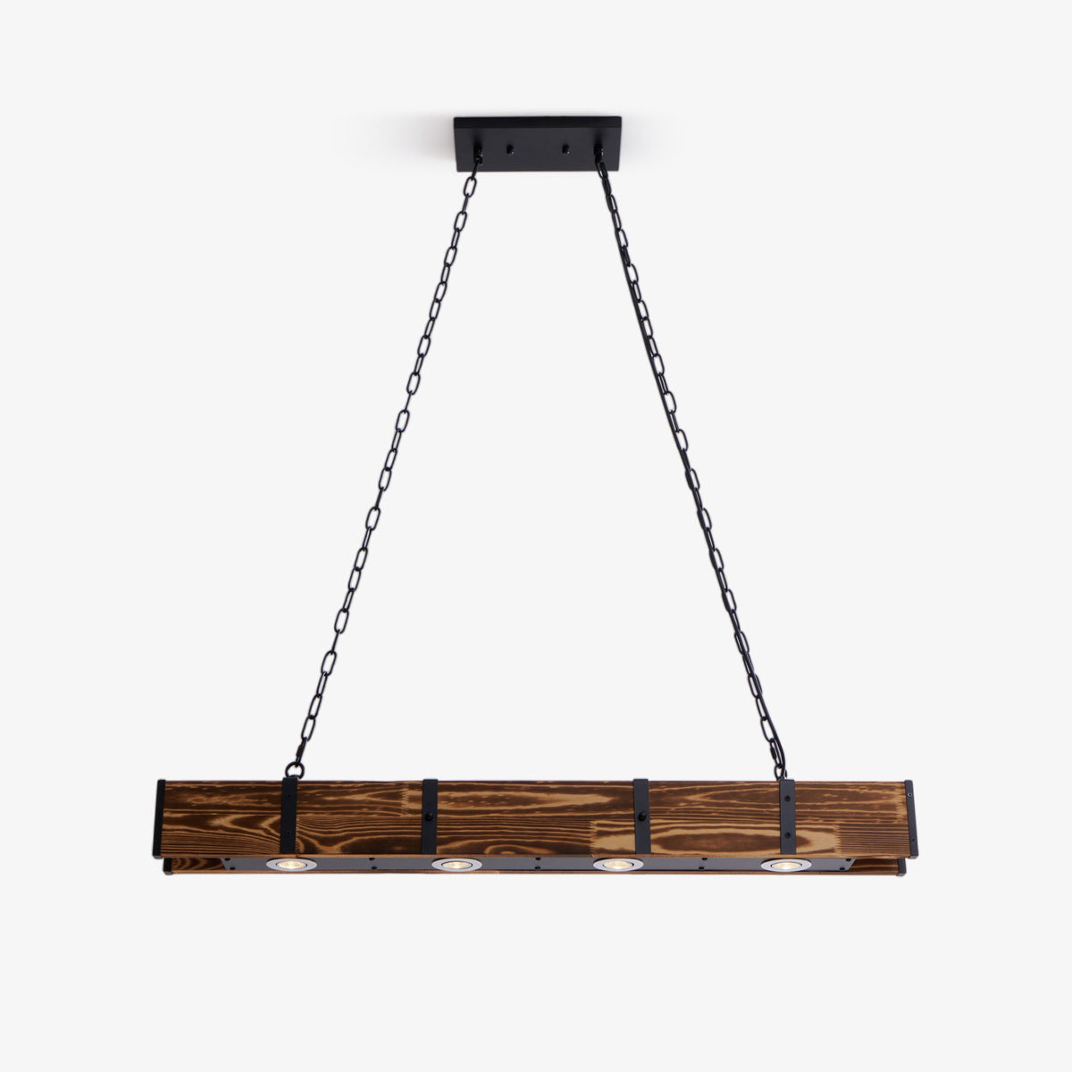 Pleva Linear Wood LED Chandelier, Modern Farmhouse Kitchen Island Light