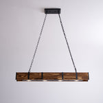 Pleva Linear Wood LED Chandelier, Modern Farmhouse Kitchen Island Light