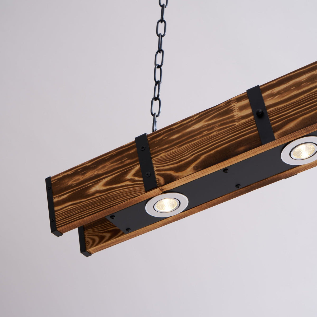 Pleva Linear Wood LED Chandelier, Modern Farmhouse Kitchen Island Light