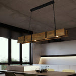 Pleva Linear Wood LED Chandelier, Modern Farmhouse Kitchen Island Light