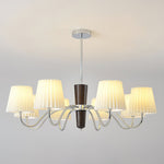 Plisse Fabric Chandelier with White Oak Accents for Dining Room and Living Room