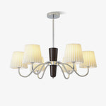 Plisse Fabric Chandelier with White Oak Accents for Dining Room and Living Room