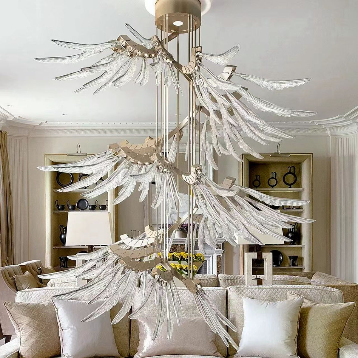 Plumage Ascent Crystal Chandelier for Modern Interiors
