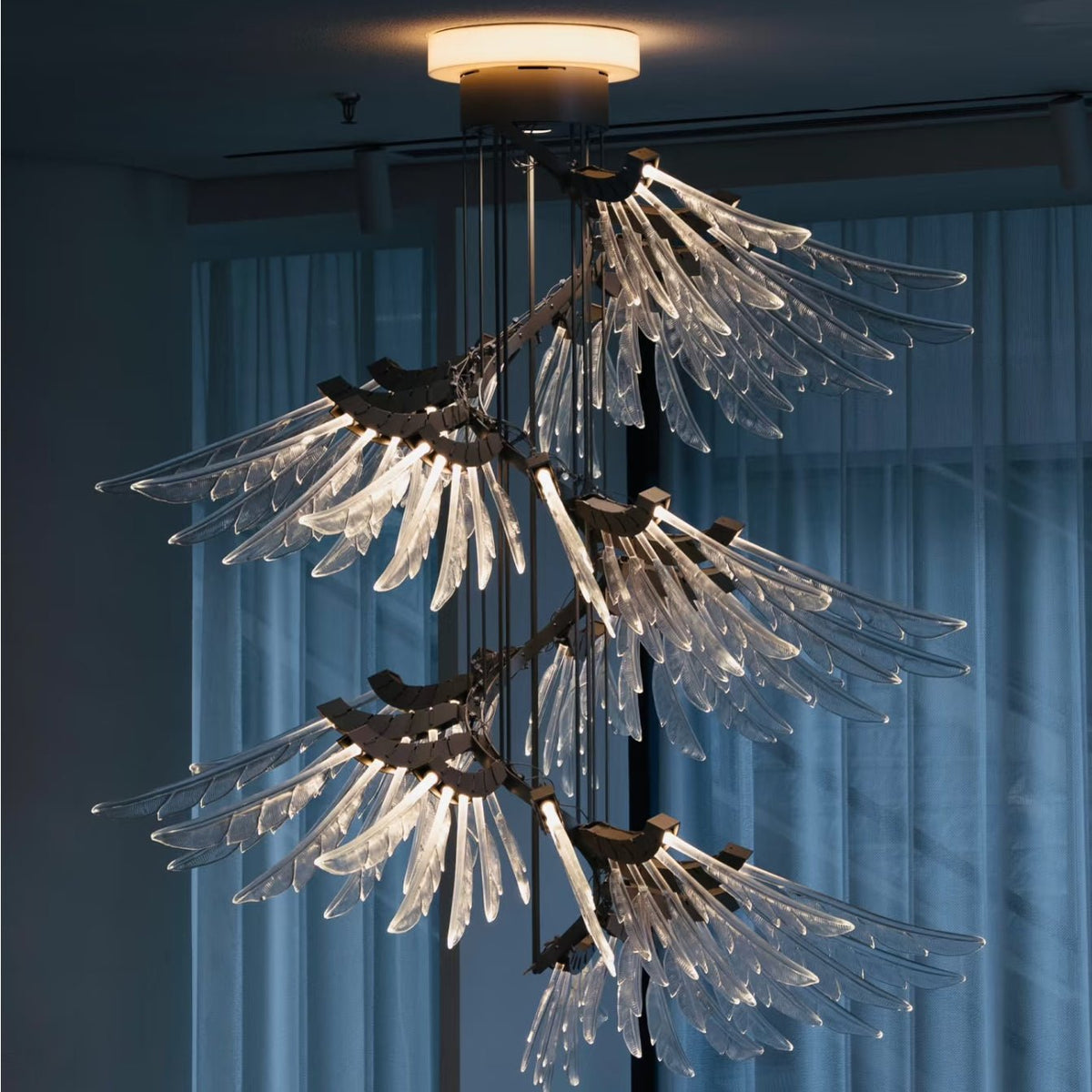 Plumage Ascent Crystal Chandelier for Modern Interiors