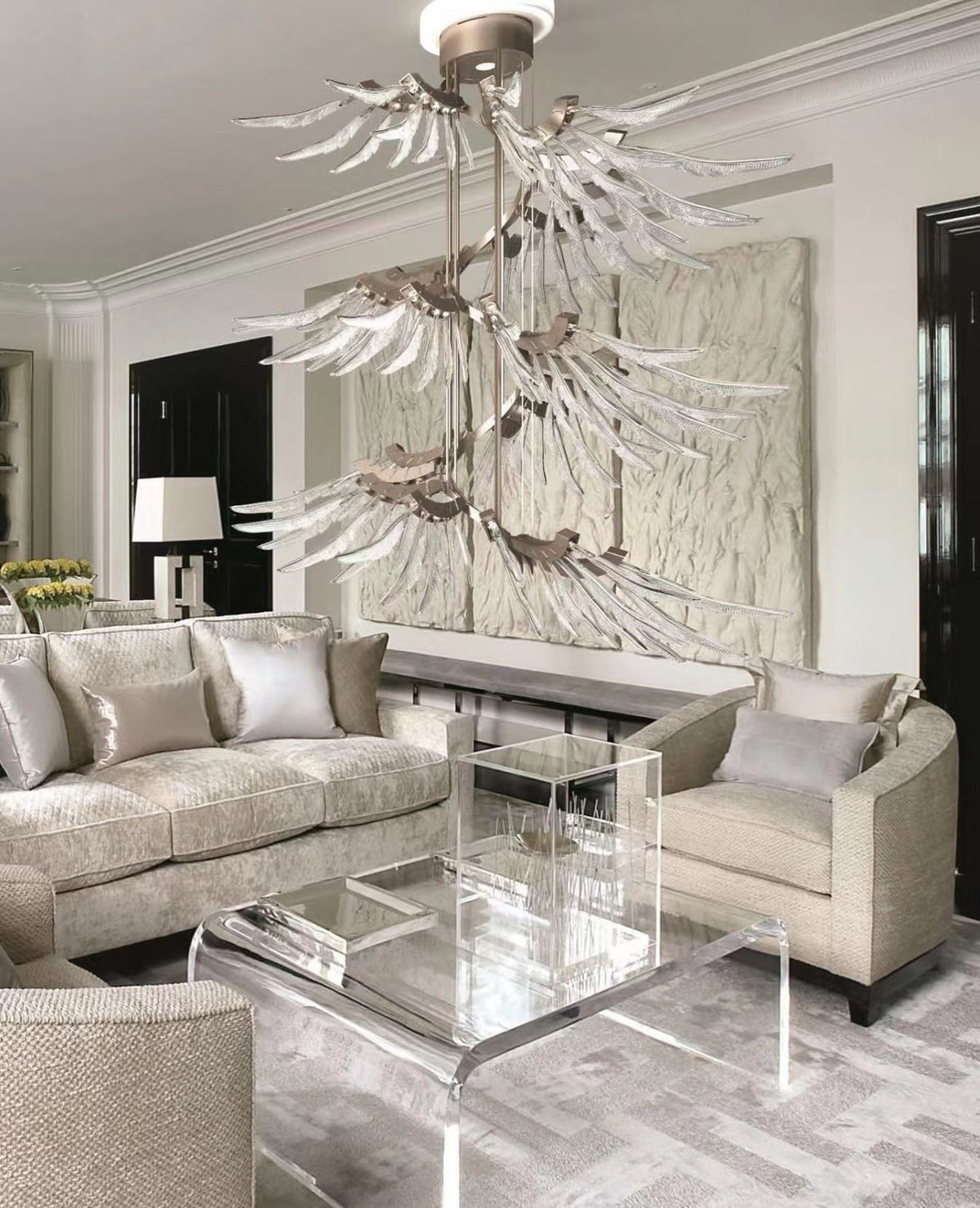 Plumage Ascent Crystal Chandelier for Modern Interiors
