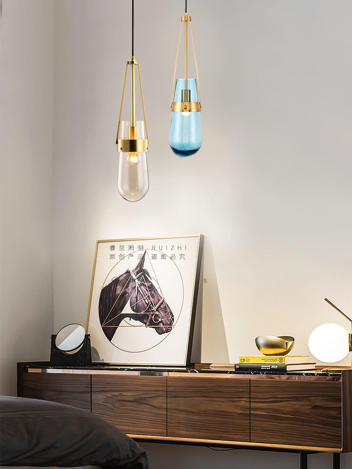 Poble Glass Pendant Light – Modern Designer Ceiling Lamp for Living Spaces