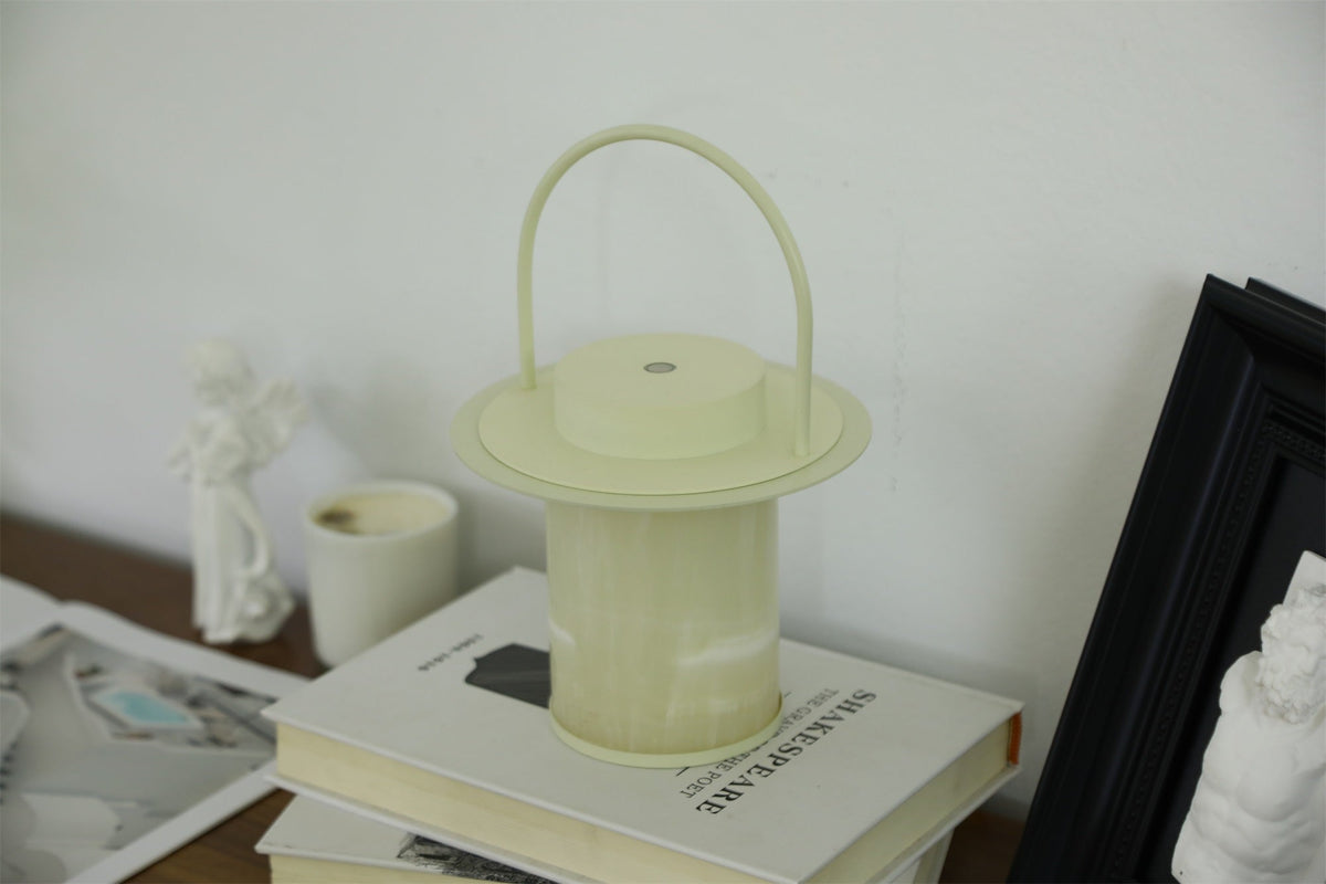 Pod Portable Alabaster Table Lamp with Rechargeable LED
