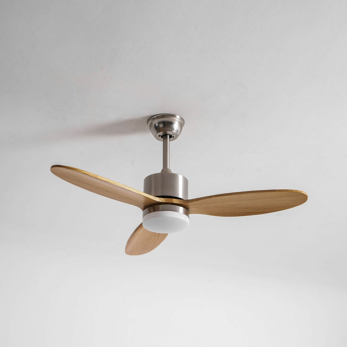 Polaris Ceiling Fan with Dimmable LED Light, 52" Wooden Blades