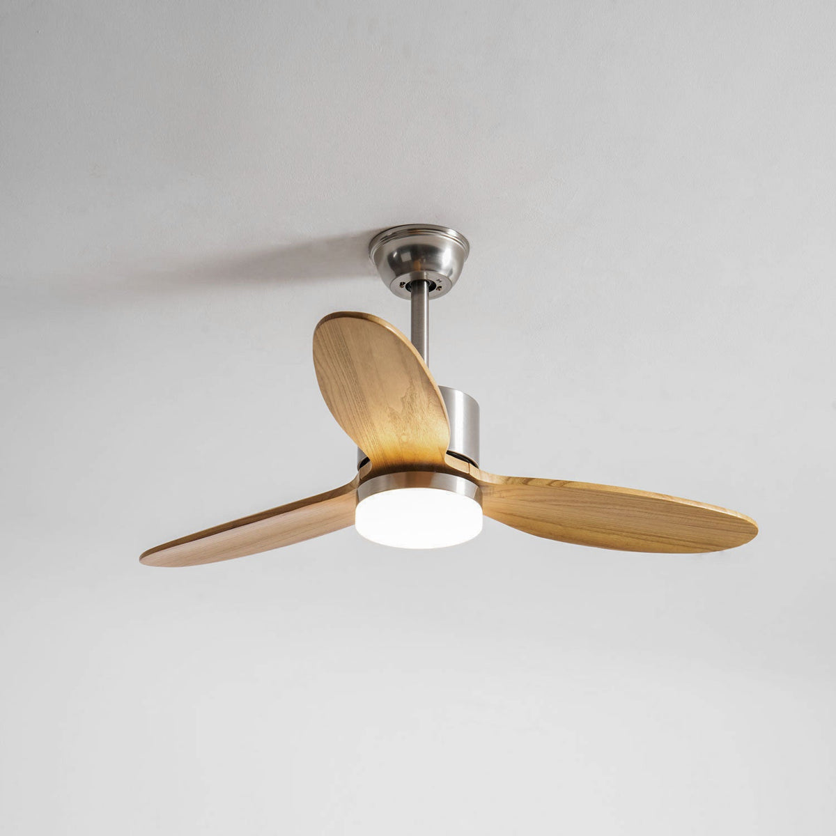 Polaris Ceiling Fan with Dimmable LED Light, 52" Wooden Blades