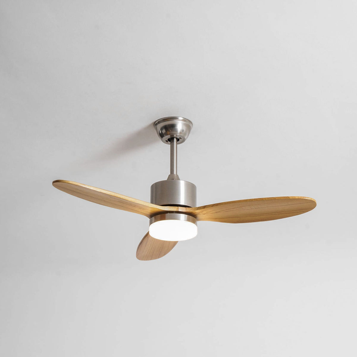 Polaris Ceiling Fan with Dimmable LED Light, 52" Wooden Blades