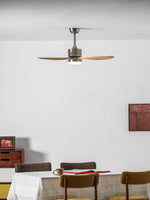 Polaris Ceiling Fan with Dimmable LED Light, 52" Wooden Blades