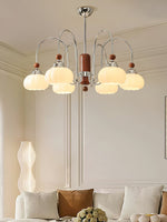 Pomona Sculptural Glass Chandelier with Chrome and Wood Accents