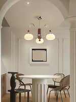 Pomona Sculptural Glass Chandelier with Chrome and Wood Accents