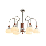 Pomona Sculptural Glass Chandelier with Chrome and Wood Accents