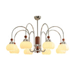 Pomona Sculptural Glass Chandelier with Chrome and Wood Accents