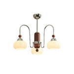 Pomona Sculptural Glass Chandelier with Chrome and Wood Accents