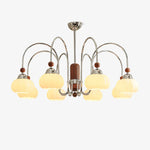 Pomona Sculptural Glass Chandelier with Chrome and Wood Accents