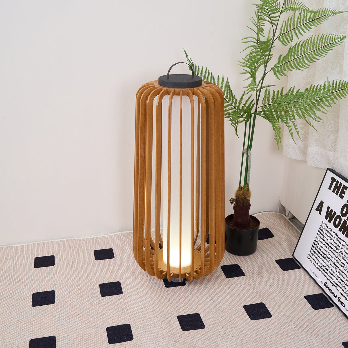 Vakker Portable LED Lantern in Teak and Metal for Outdoor Living
