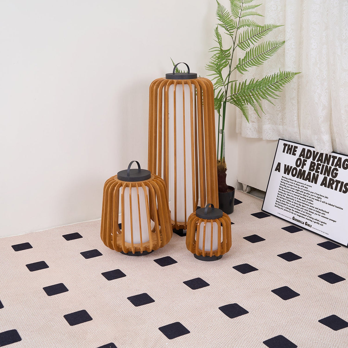 Vakker Portable LED Lantern in Teak and Metal for Outdoor Living