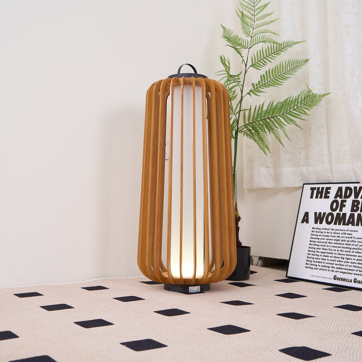 Vakker Portable LED Lantern in Teak and Metal for Outdoor Living