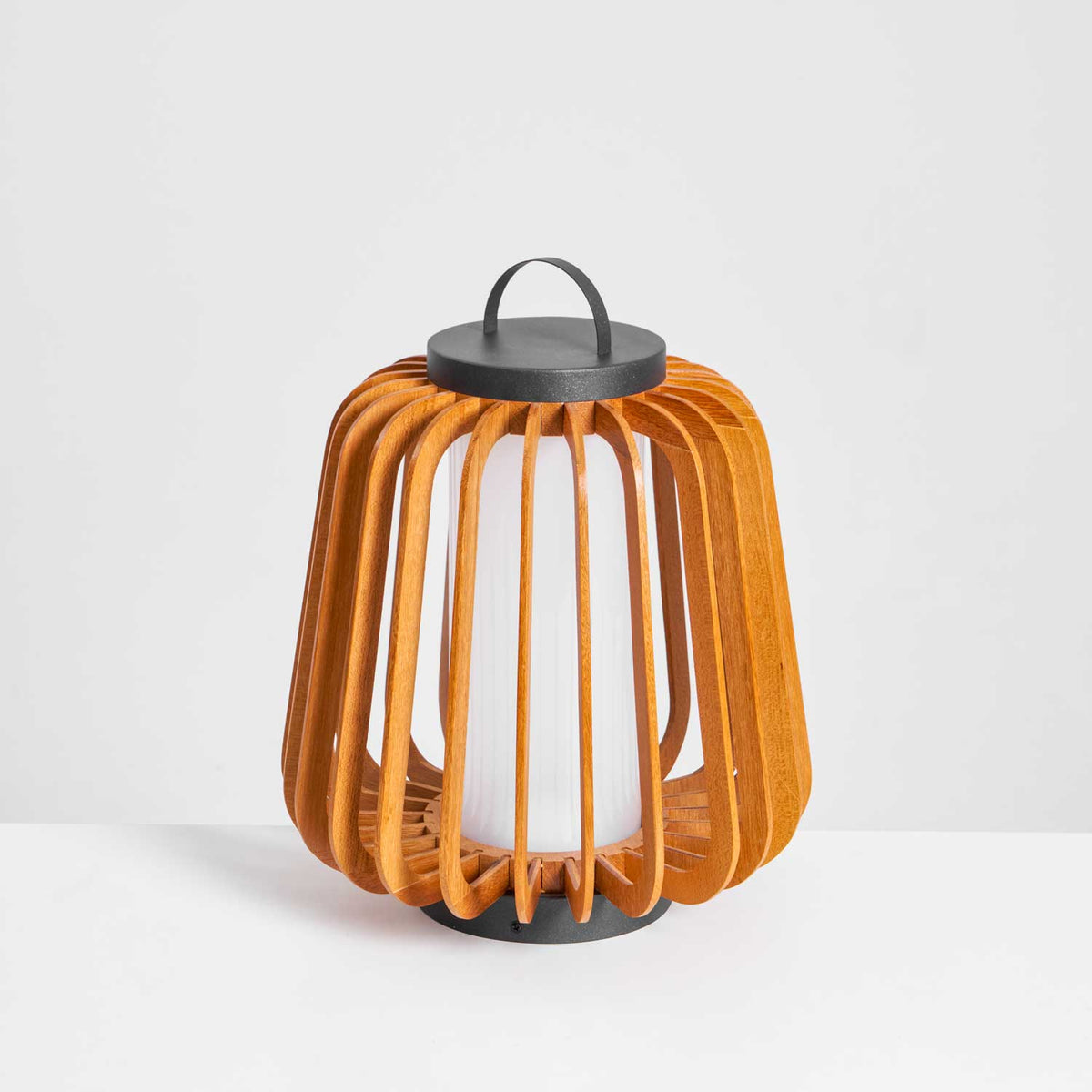 Vakker Portable LED Lantern in Teak and Metal for Outdoor Living