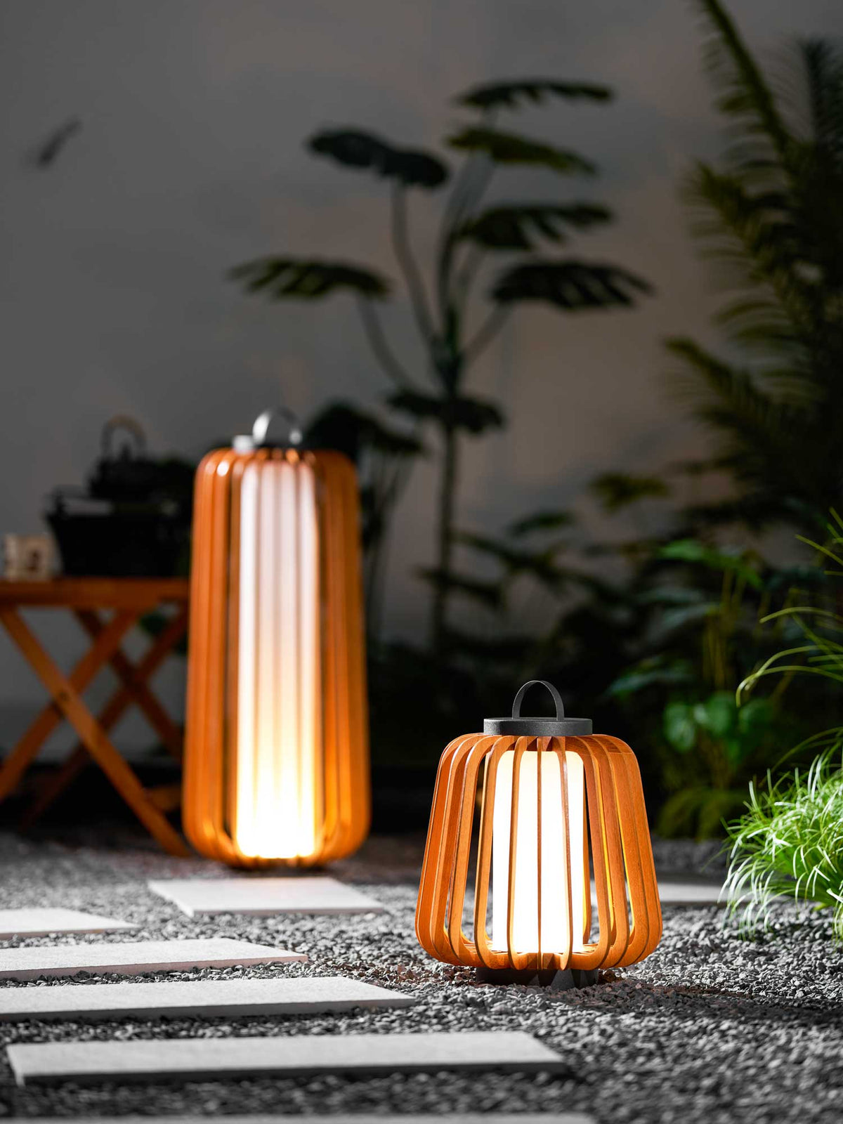 Vakker Portable LED Lantern in Teak and Metal for Outdoor Living